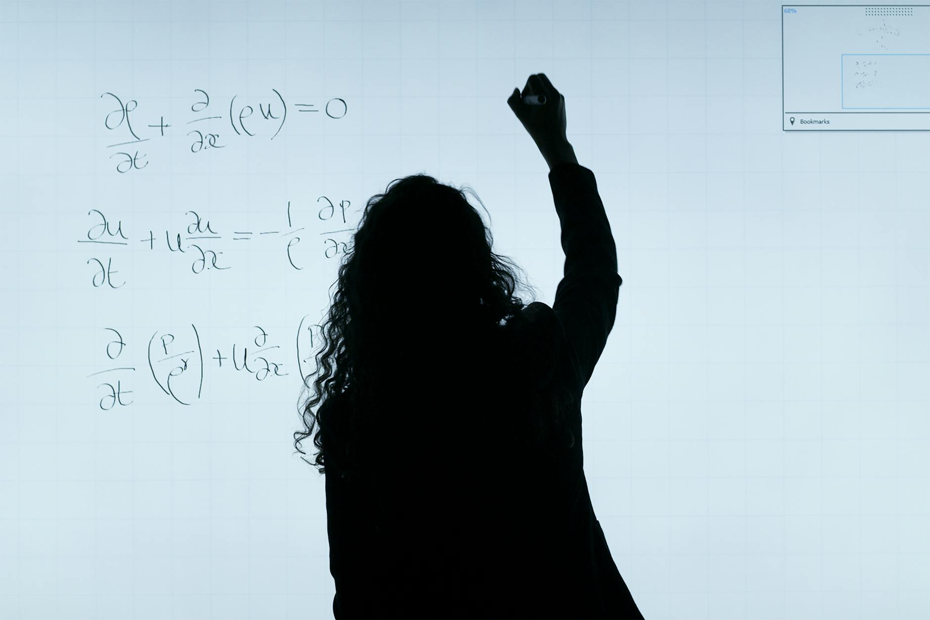 Woman writing on a whiteboard